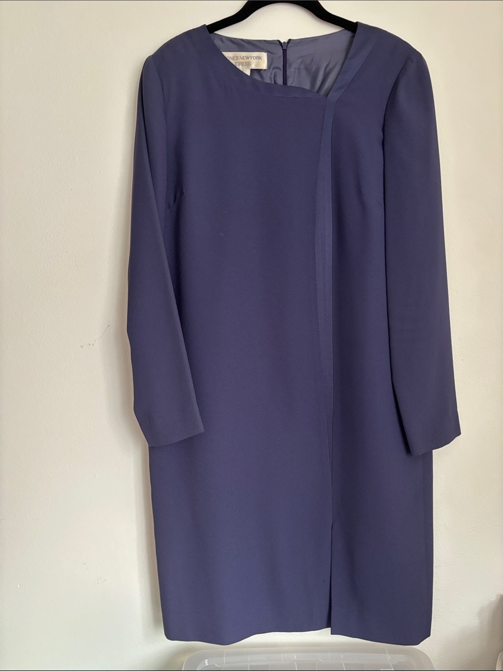 Jones New York light purple Long Sleeve Shift Dress with Asymmetrical neckline 8